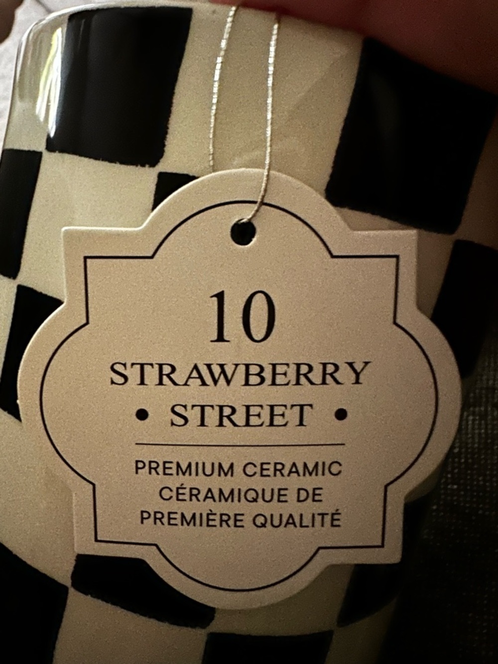 Black and White Checkered Ceramic Canister Jar Courtly Check Gold Knob New - Picture 6 of 7